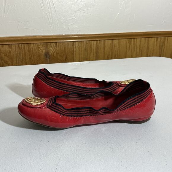 Tory Burch Caroline Ballet Flat Red Leather Size 6M - Picture 5 of 15